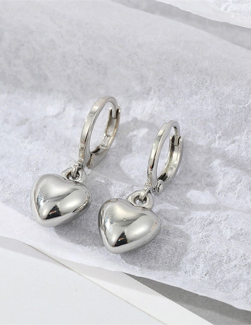 Fashion Silver Color Three-dimensional Love Metal Three-dimensional Small Love Earrings