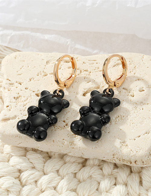 Fashion 5 Black Bear Metal Cartoon Three-dimensional Bear Earrings