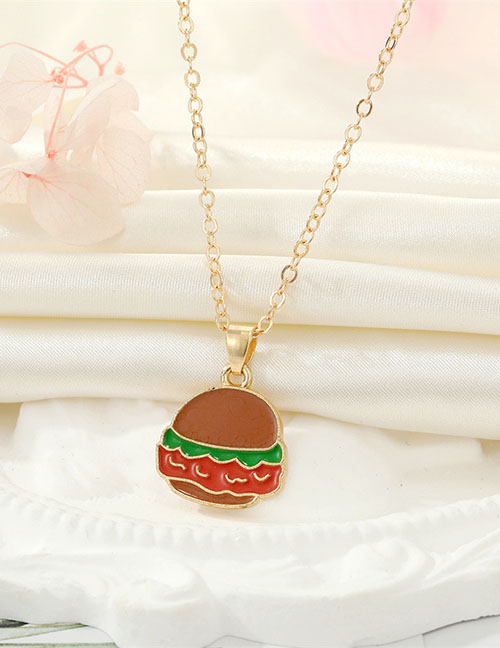 Fashion Hamburger Alloy Drip Burger Necklace
