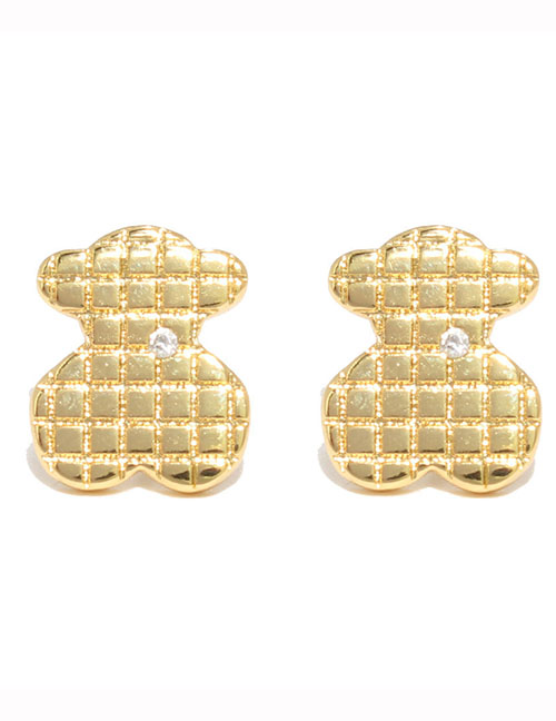 Fashion Gold Copper Gold Plated Bear Stud Earrings