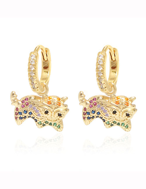 Fashion Colored Diamonds Brass Diamond Tiger Earrings