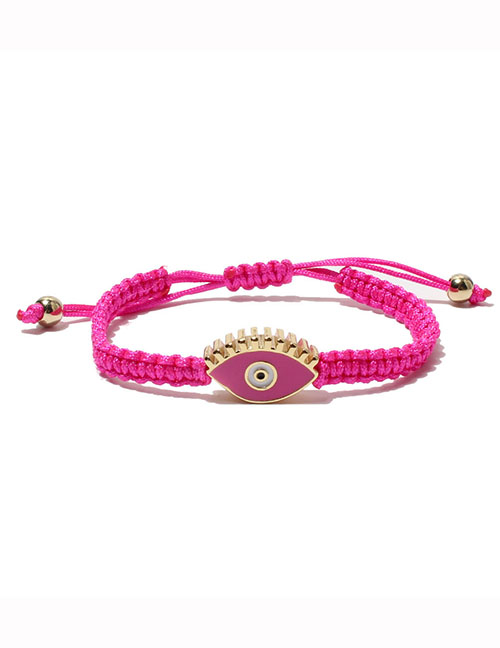 Fashion Pink Braided Bracelet With Copper Drip Eye String