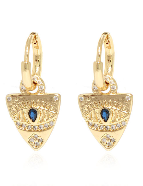 Fashion 2# Bronze Diamond Hexagram Eye Earrings
