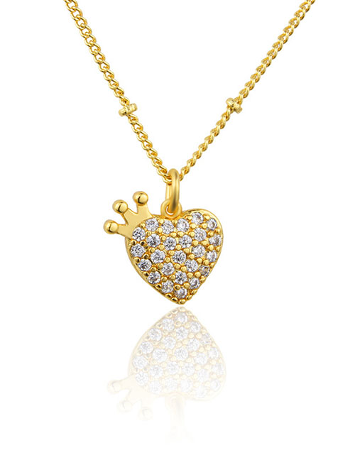 Fashion Gold Brass Gold Plated Diamond Heart Necklace