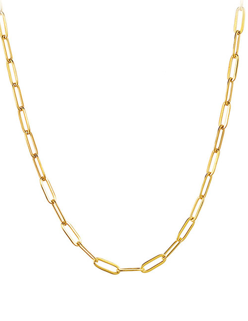 Fashion Gold Paper Clip Chain Titanium Steel Geometric Chain Necklace