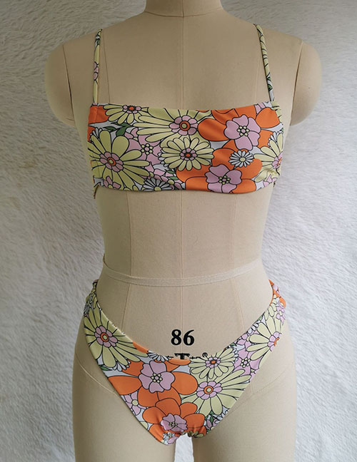 Fashion Suit Four Printed Sling Split Swimsuit