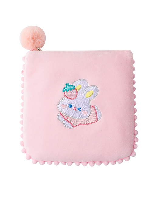 Fashion Pink Cartoon Embroidered Headphone Storage Bag