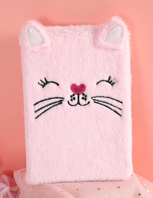 Fashion Pure Pink Cartoon Cat Plush Diary