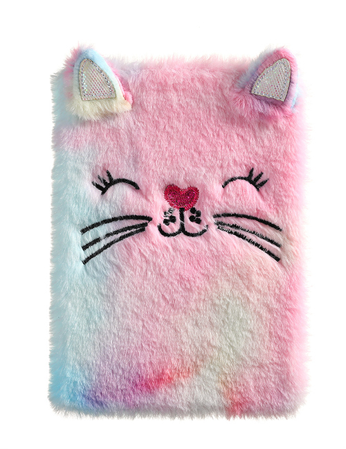 Fashion Tie-dye Color Cartoon Cat Plush Diary