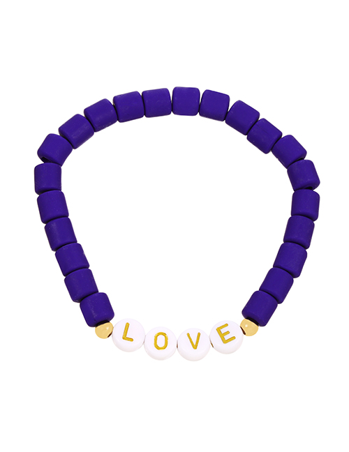 Fashion Dark Purple Love Resin Beaded Bracelet In Copper Letters