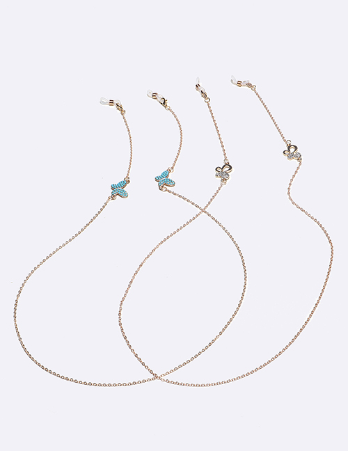 Fashion Complete Set Brass Diamond Butterfly Glasses Chain Set