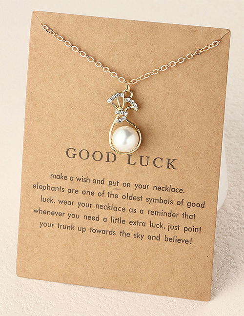 Fashion Pearl Metal Diamond And Pearl Strap Card Necklace