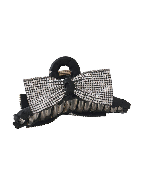 Fashion Black Acrylic Diamond Bow Grab Clip