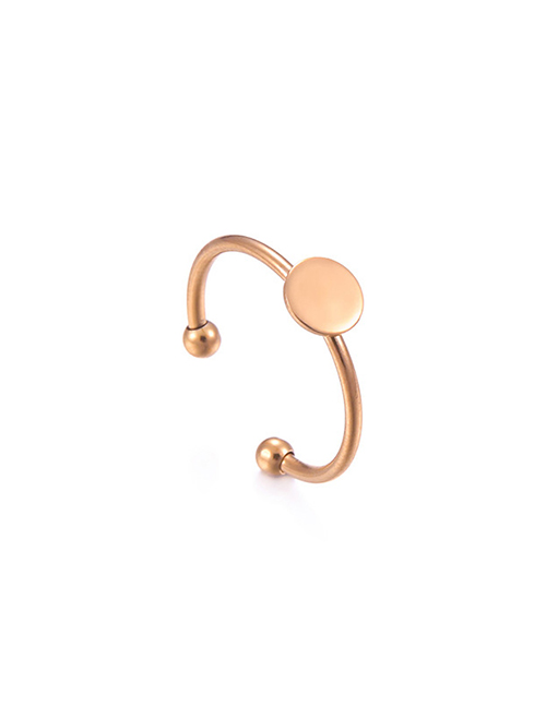Fashion Rose Gold Color Stainless Steel Round Glossy Open Ring