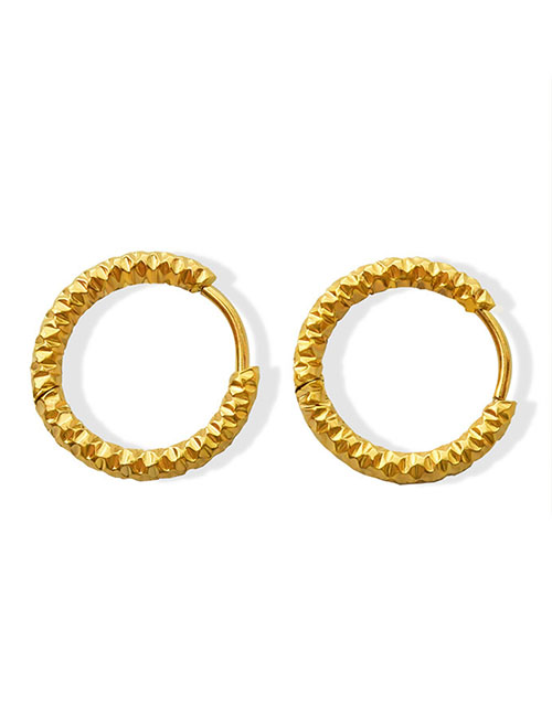 Fashion Pair Of Gold Color Earrings Titanium Gold Plated Embossed Earrings