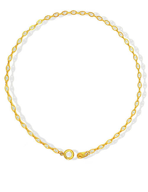 Fashion Gold Color Necklace-42cm Titanium Steel Gold Plated Imitation Pearl Necklace