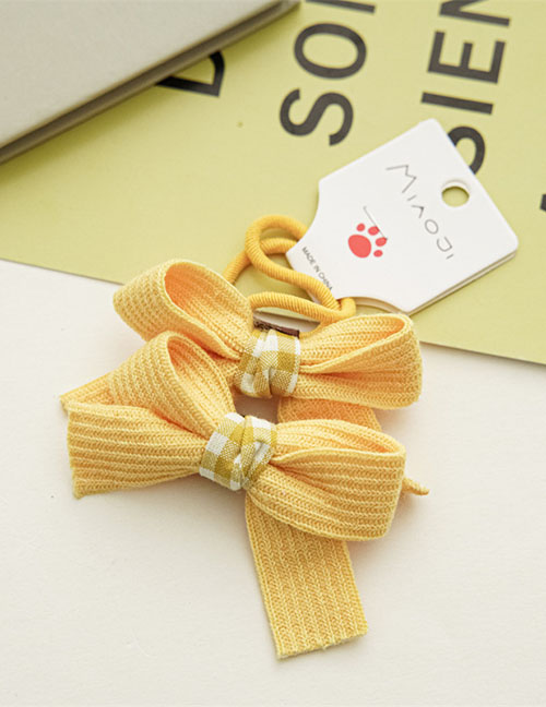 Fashion Yellow Bow Hair Rope Yellow Fabric Bow Hair Rope