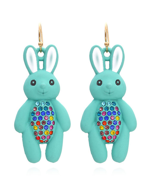 Fashion Mixed Color Alloy Diamond Painted Rabbit Stud Earrings