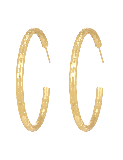 Fashion Gold Copper Diamond C Shape Stud Earrings