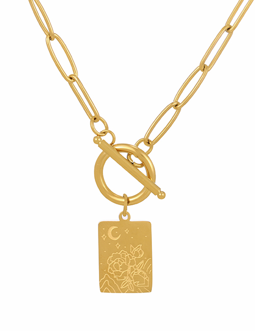 Fashion Gold Titanium Flower Brand Ot Buckle Necklace