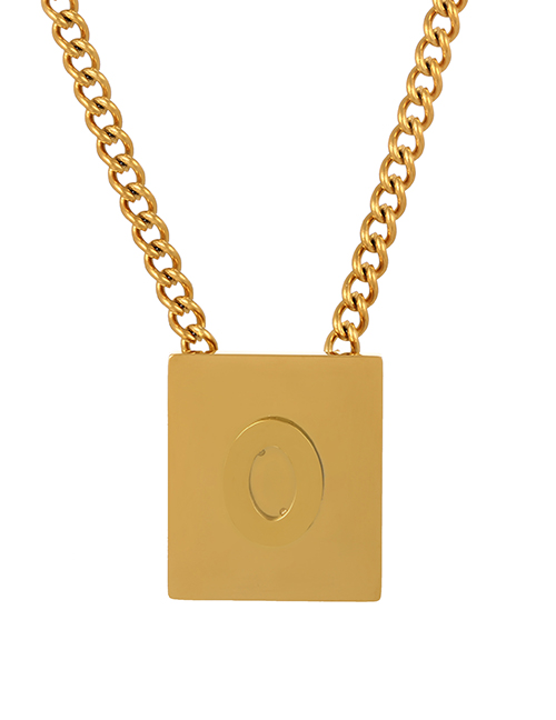 Fashion O Titanium Steel Square 26 Letter Chunky Chain Necklace