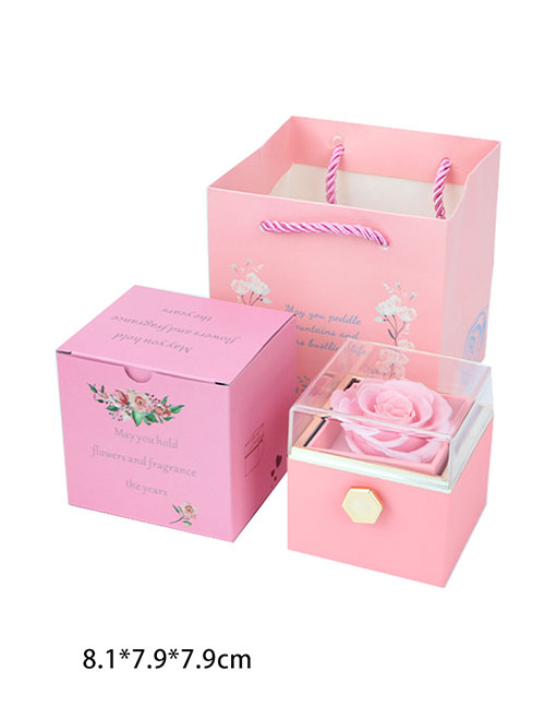 Fashion Pink Pendant Box Square Rotating Flower Box (christmas Special) Square Rotary Flower Box Ring Box