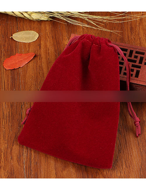 Fashion Wine Red 10*12cm Flannel Drawstring Jewelry Bag (price Of 50)