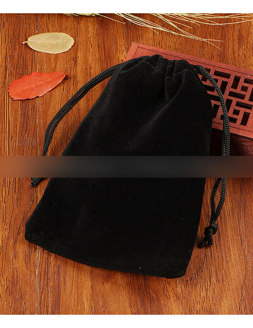 Fashion Black 9*12cm Flannel Drawstring Jewelry Bag (price Of 50)
