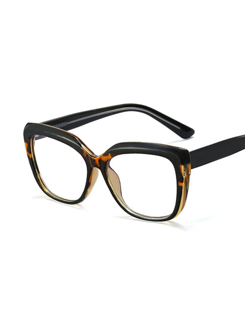 Fashion Bright Black/leopard Print/anti-blue Light Cp Ferrule Flat Glasses Frame