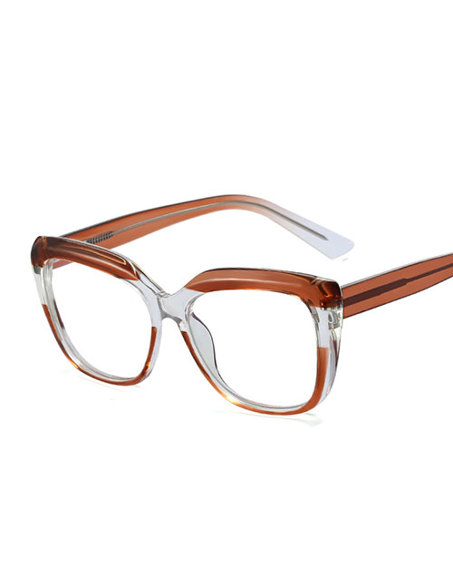Fashion Coffee/anti-blue Light Cp Ferrule Flat Glasses Frame