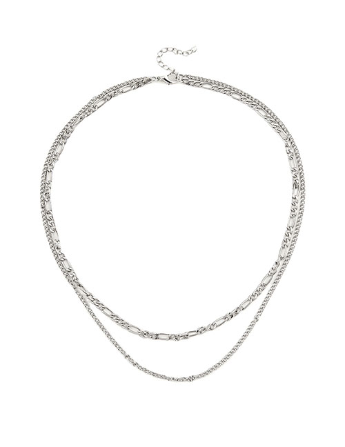 Fashion Silver Color Alloy Double Twist Geometric Necklace