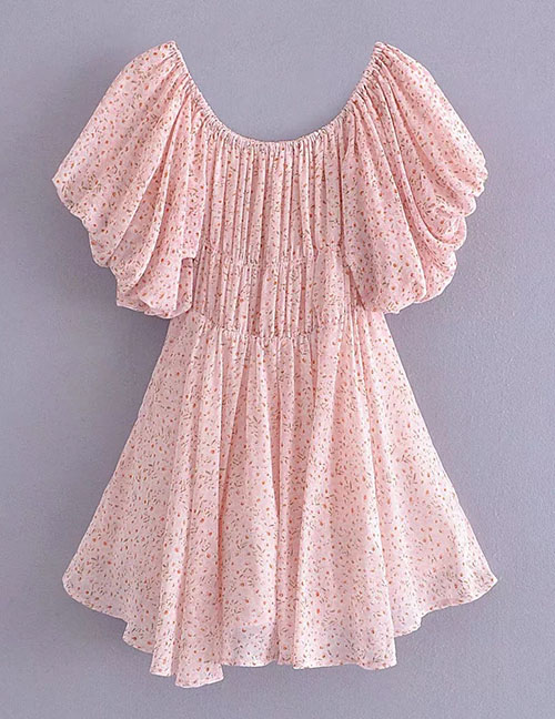Fashion Pink Floral One Shoulder Dress