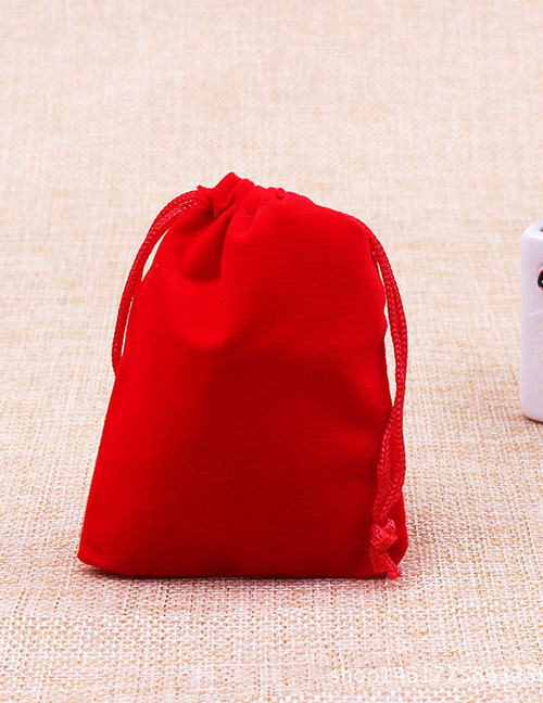 Fashion Red 5*7cm Solid Color Flannel Drawstring Gift Bag