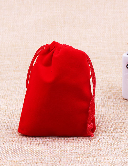 Fashion Red 8*10cm Solid Color Flannel Drawstring Gift Bag