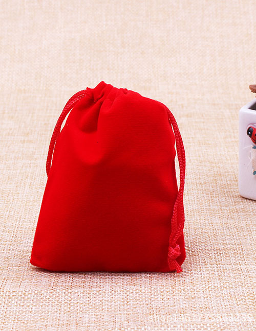 Fashion Red 10*16cm Solid Color Flannel Drawstring Gift Bag