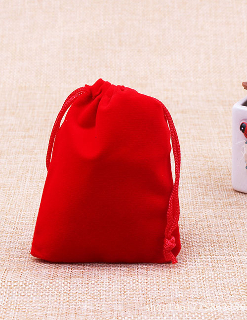 Fashion Red 13*18cm Solid Color Flannel Drawstring Gift Bag