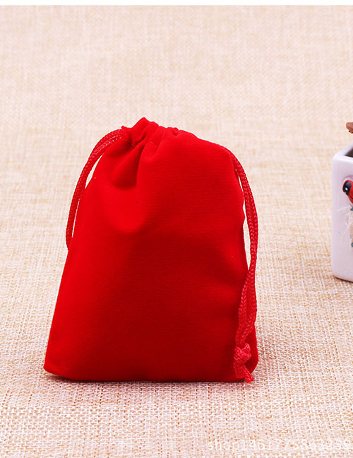 Fashion Red 17*23cm Solid Color Flannel Drawstring Gift Bag