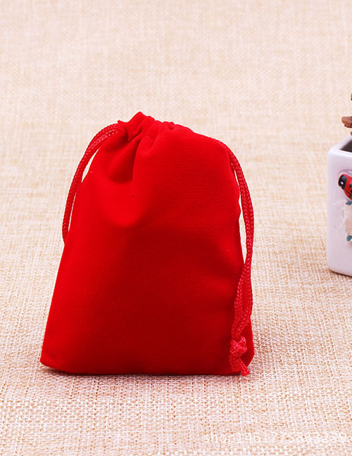 Fashion Red 20*30cm Solid Color Flannel Drawstring Gift Bag