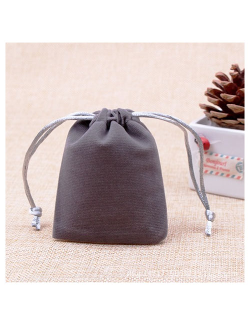 Fashion Gray 13*18cm Solid Color Flannel Drawstring Gift Bag