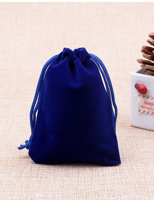 Fashion Blue 5*7cm Solid Color Flannel Drawstring Gift Bag