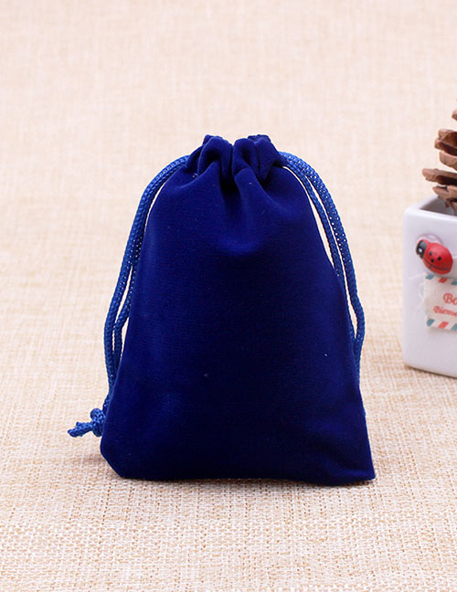 Fashion Blue 10*12cm Solid Color Flannel Drawstring Gift Bag