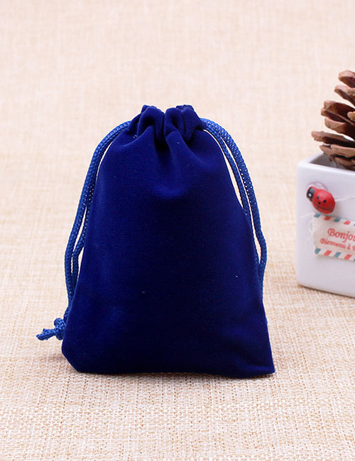 Fashion Blue 20*30cm Solid Color Flannel Drawstring Gift Bag