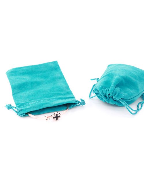 Fashion Lake Blue 15*20cm Solid Color Flannel Drawstring Gift Bag