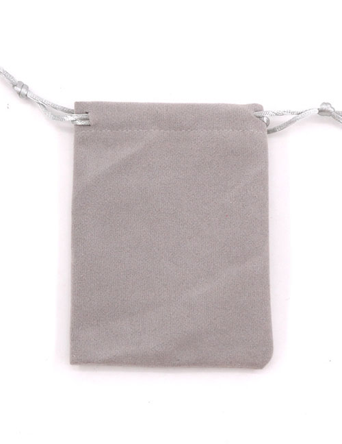 Fashion Light Gray 17*23cm Flannel Drawstring Bag (price Of 50)
