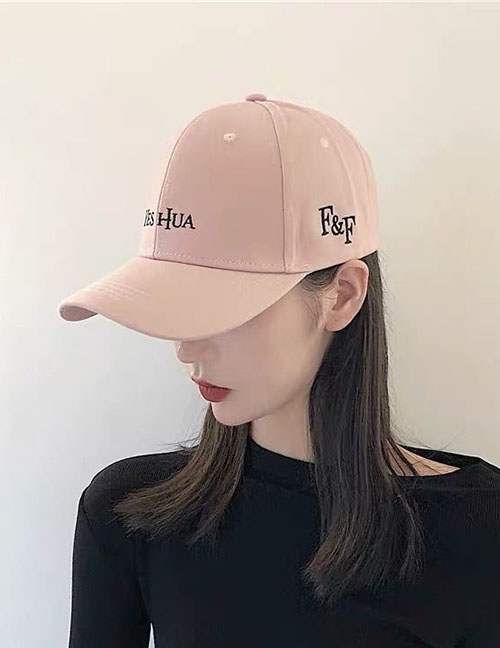 Fashion Pink Cotton Letter Embroidered Baseball Cap