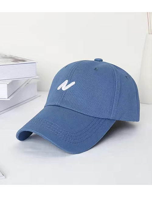 Fashion Blue Cotton Letter Embroidered Baseball Cap