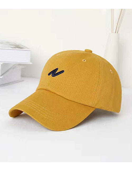 Fashion Yellow Cotton Letter Embroidered Baseball Cap