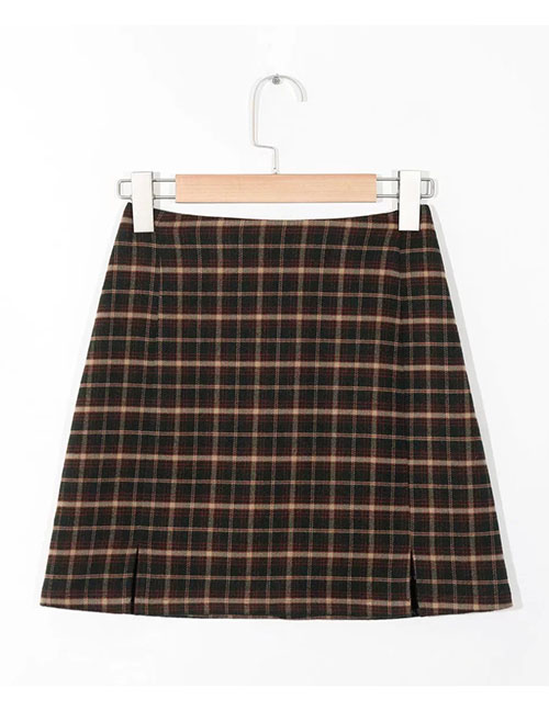 Fashion Plaid Check Slit Skirt