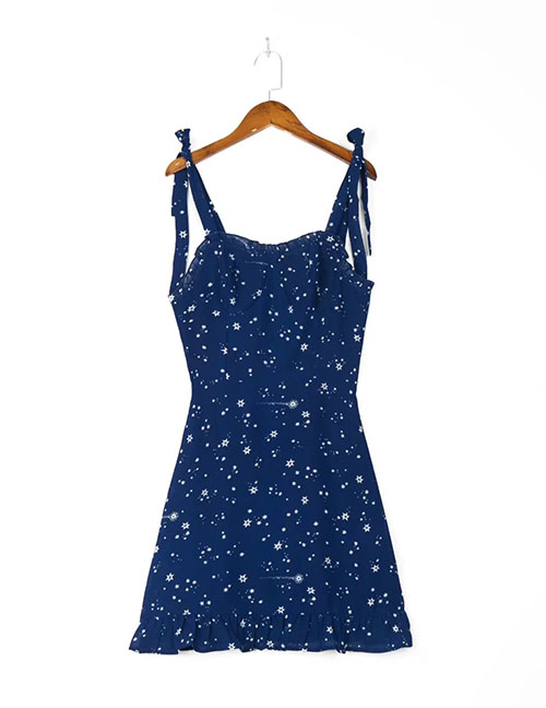 Fashion Blue Printed Slip Dress