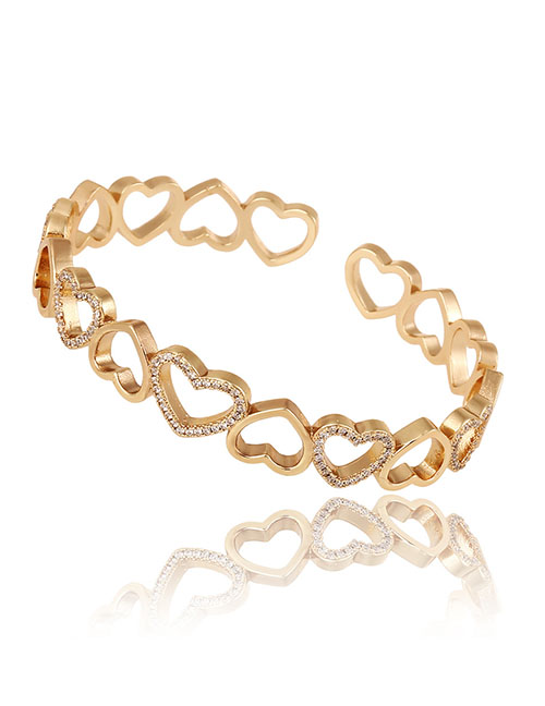 Fashion Gold Color Copper Gold Plated Heart Bracelet